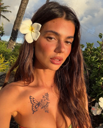 Butterfly with flower tattoo